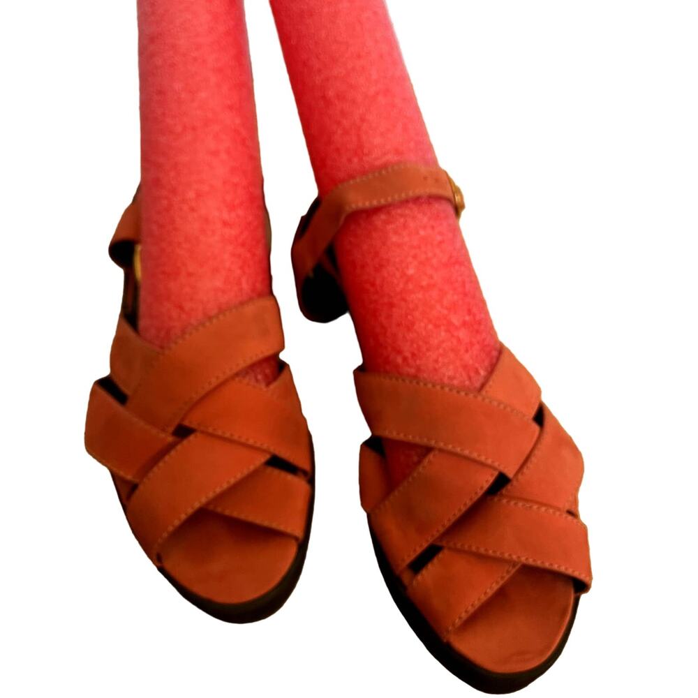 Coral Color Women's 1" Platform Sandals 1.5" heel rise Adjustable Buckle Size 8